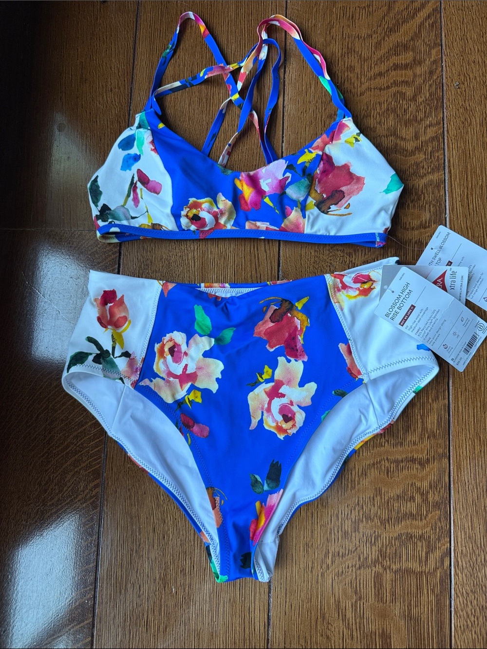 Athleta Blue Floral High-Waist Bikini Set NWT size small